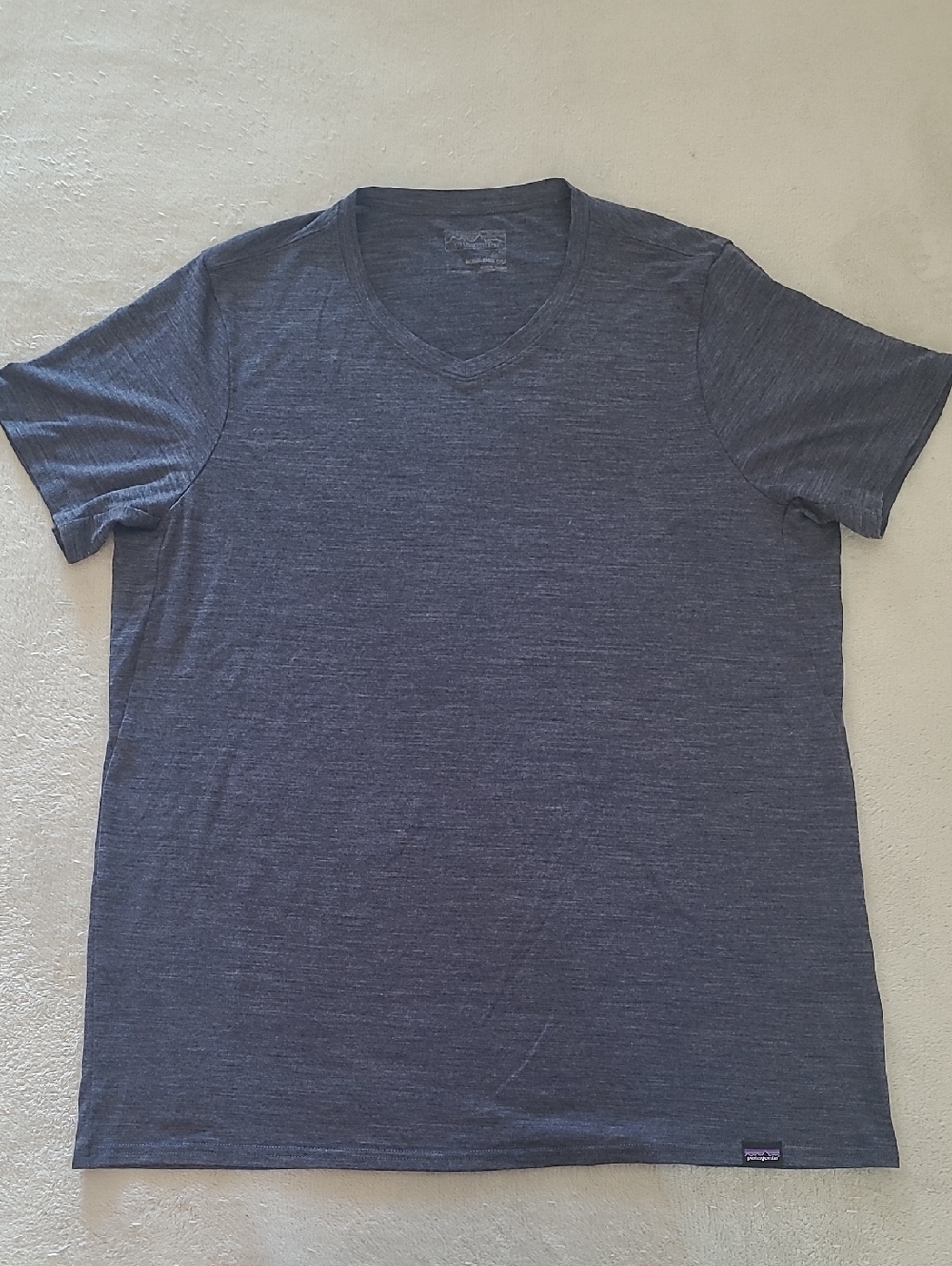 Patagonia Womens L Merino Daily V Neck Tee Navy Wool Baselayer Outdoor Gorpcore